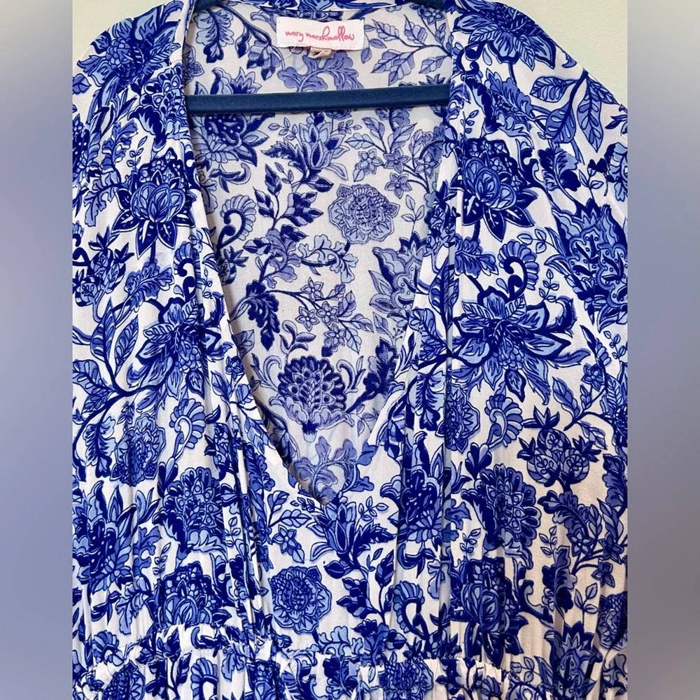 Mary Marshmallow- Anna Floral Blue and White Maxi Dress - Picture 3 of 7